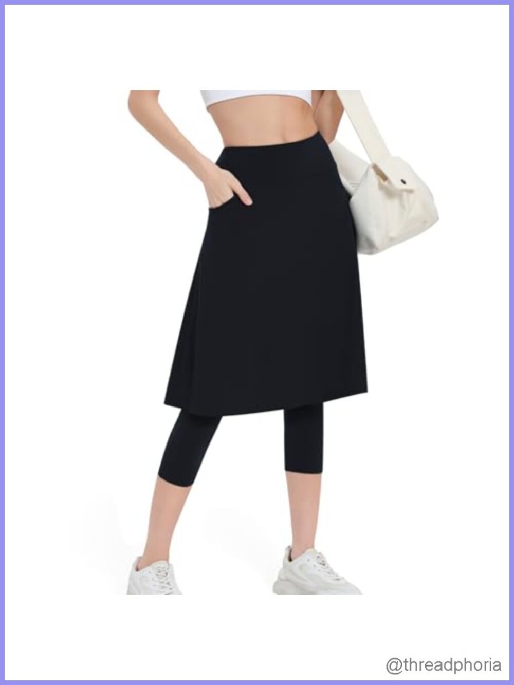 Knee Length Skirts with Leggings, Athletic Skorts with Pockets, High Waist